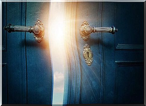 Door opens to heaven as a symbol of evolutionary journey