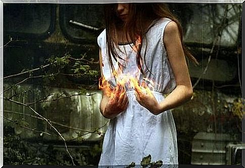 woman with fire in her hands