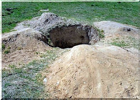 A hole in the ground is used in metaphors in ACT