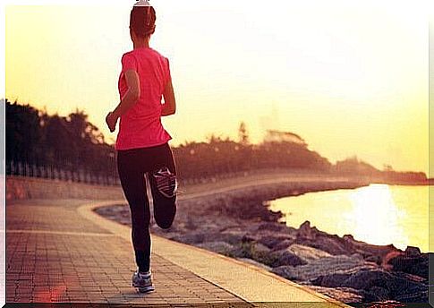 A woman jogging