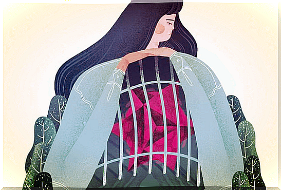 Woman with cage as body