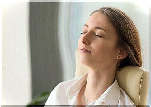 woman relaxing in chair