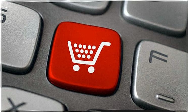 Shopping cart button symbolizes consumerism