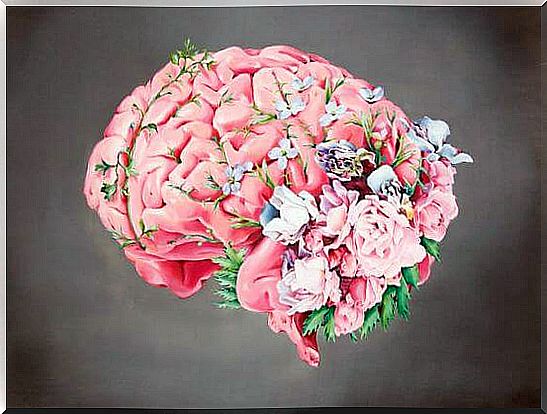 Brain filled with flowers